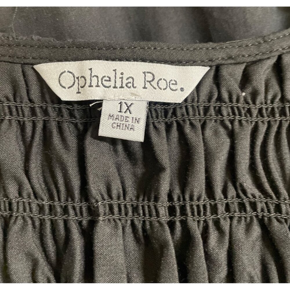 Ophelia Roe Womens Black Smock Dress 1X Sleeveless V-Neck - Picture 6 of 8